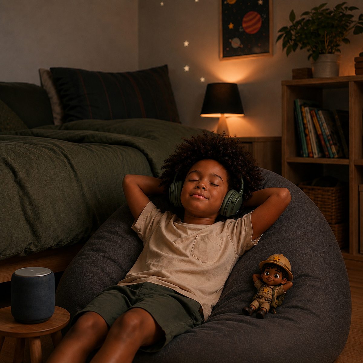 A child settling at bedtime