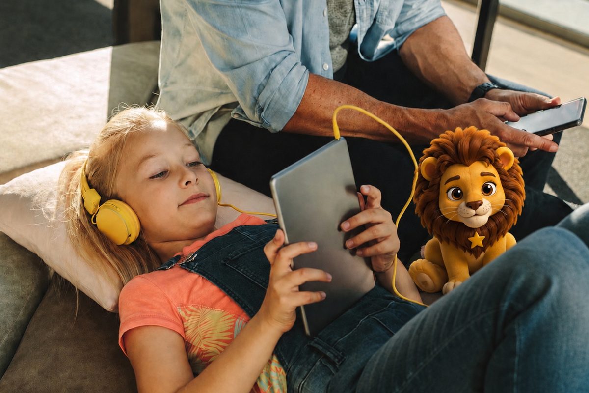 A child comforted while listening