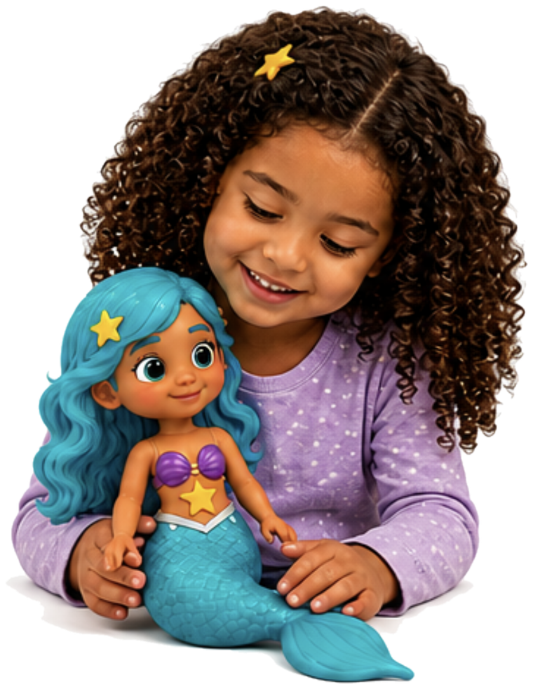 A girl with her mermaid